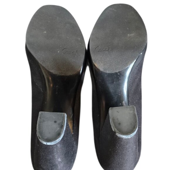 Coach Corey Black Peep Toe Bow 4" Block Heels Pumps Size 8.5B - Picture 10 of 12